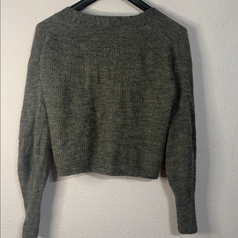 Quince Women Charcoal Baby Alpaca Wool Cropped Button-Up Cardigan Size S - Picture 7 of 10